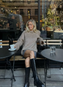 Brushed Cashmere Sweater + Knee-High Boots Combo