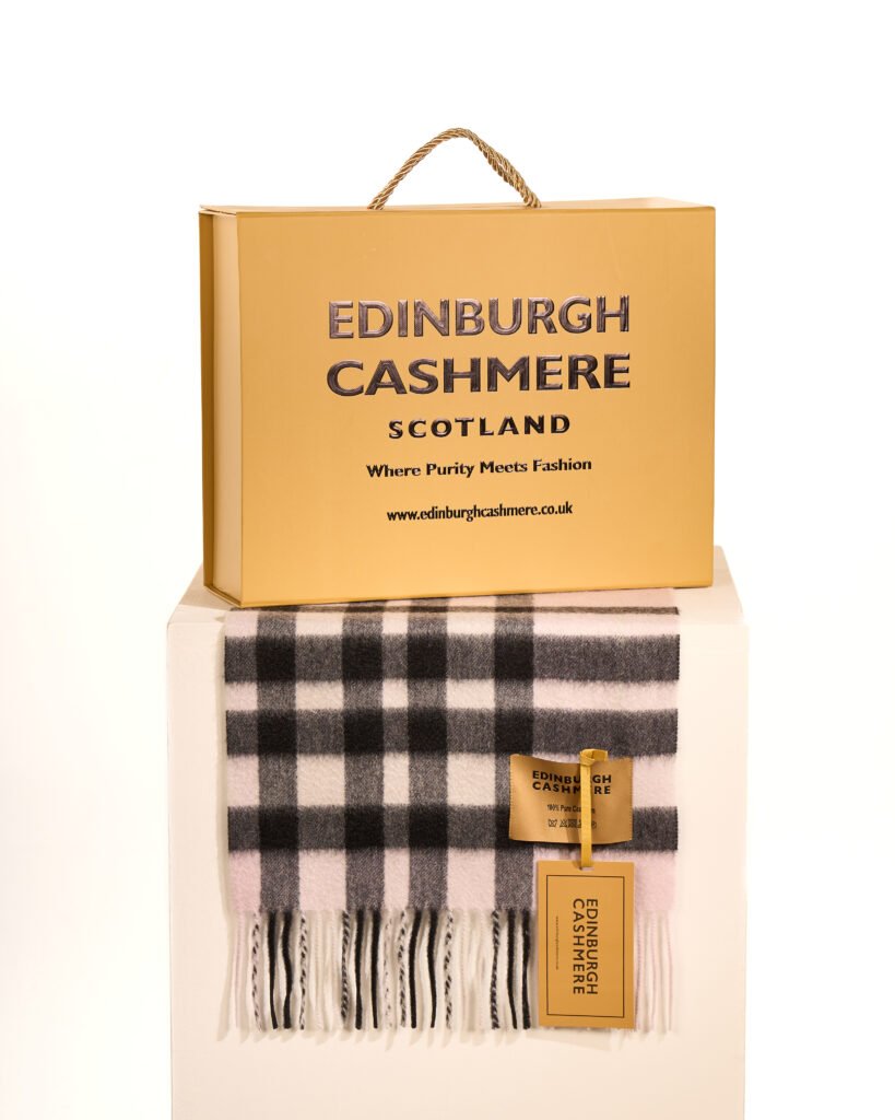 Edinburgh Cashmere DC Check Cashmere Scarf gift box birthday